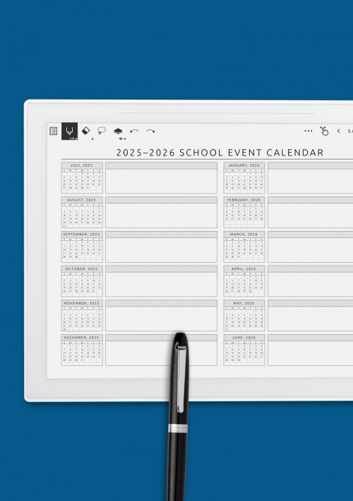 School Event Calendar Template for Supernote