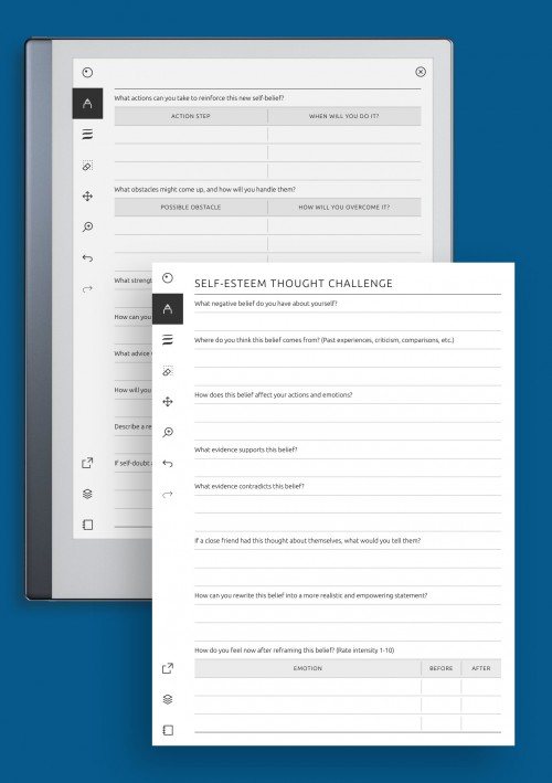 reMarkable Self-Esteem Thought Challenge Worksheet for Reframing Negative Beliefs