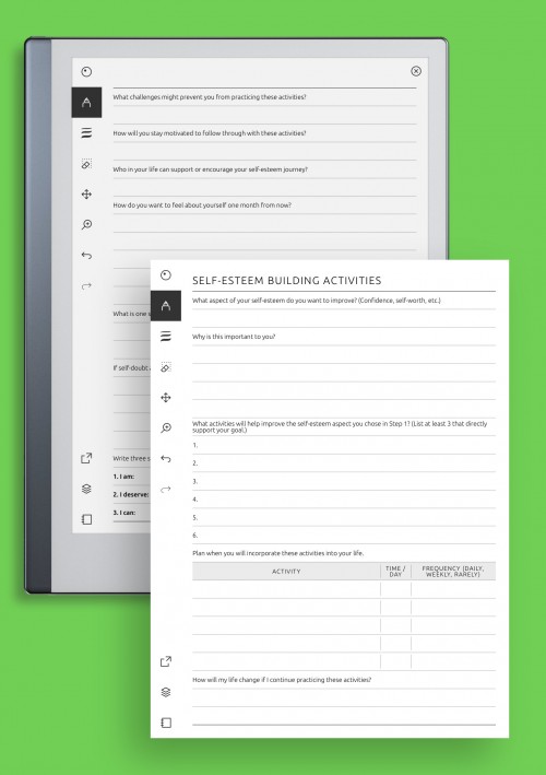reMarkable Self-Esteem Worksheet with Daily Confidence-Building Activities
