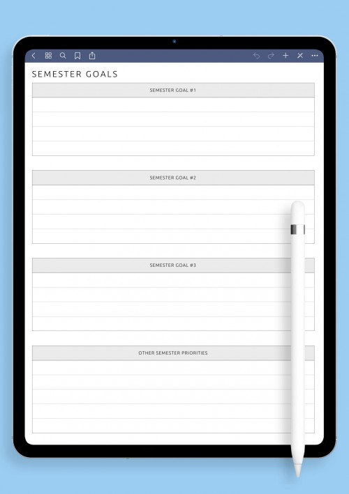 Semester Goals Template for Notability