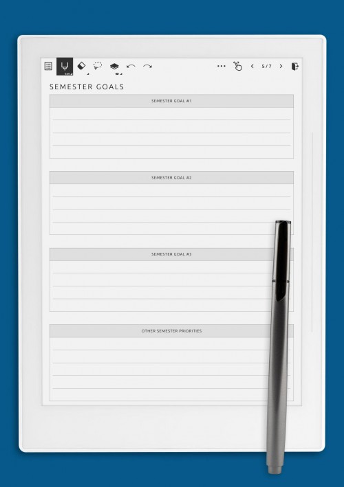 Supernote A6X Semester Goals Template