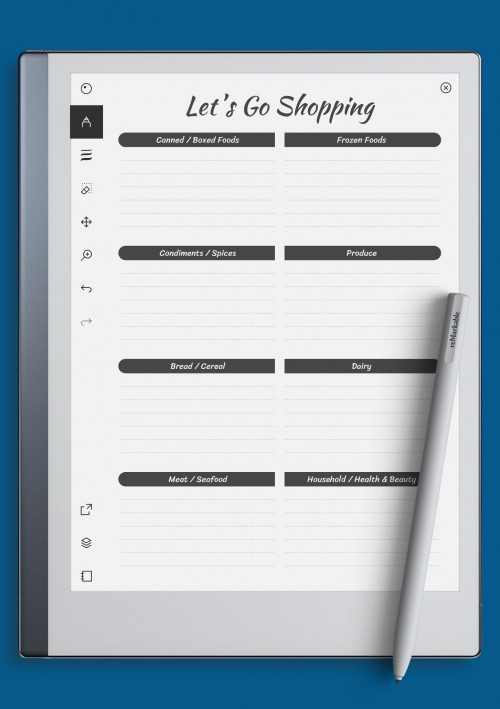 reMarkable Shopping List Template