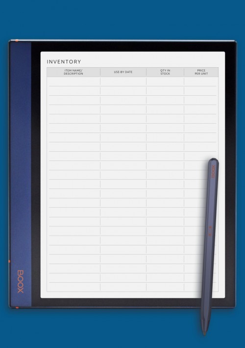 Simple Inventory Template for BOOX Note