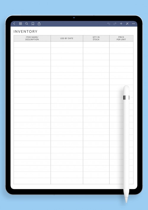 Simple Inventory Template for Notability