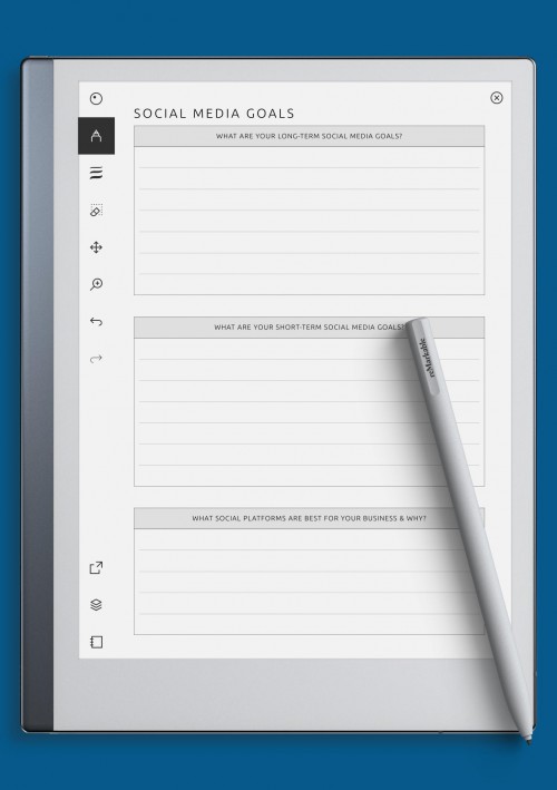 reMarkable Social Media Goals Template
