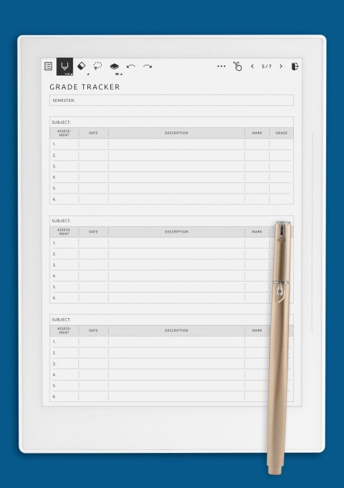 Supernote Student Grade Tracker Template