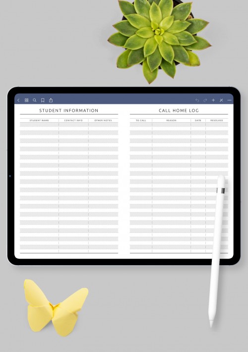 Notability Template Student Info & Call Home - Original Style