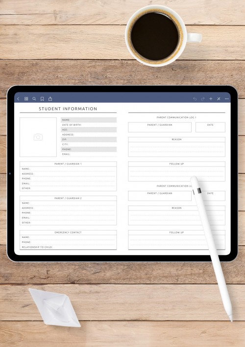 Student Info Template for GoodNotes