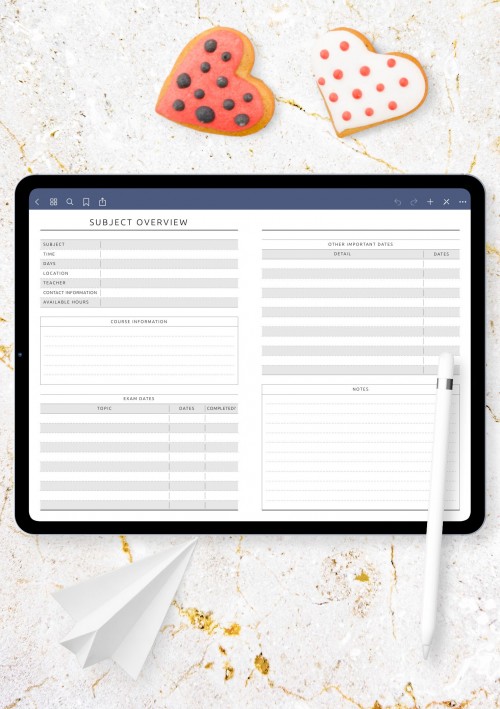 iPad & Android Student Subject Overview Template