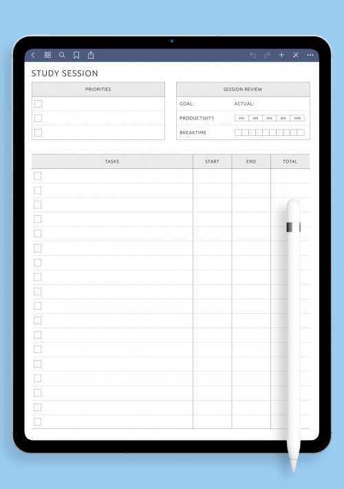 Notability Study Session Template