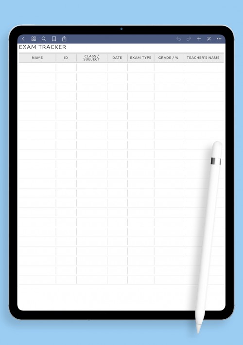 Teacher Exam Tracker: Administrative Overview template for GoodNotes