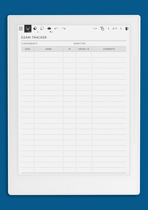 Teacher Exam Tracker: Detailed Student Performance template for Supernote