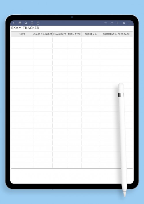 Teacher Exam Tracker: Tutoring Feedback template for GoodNotes