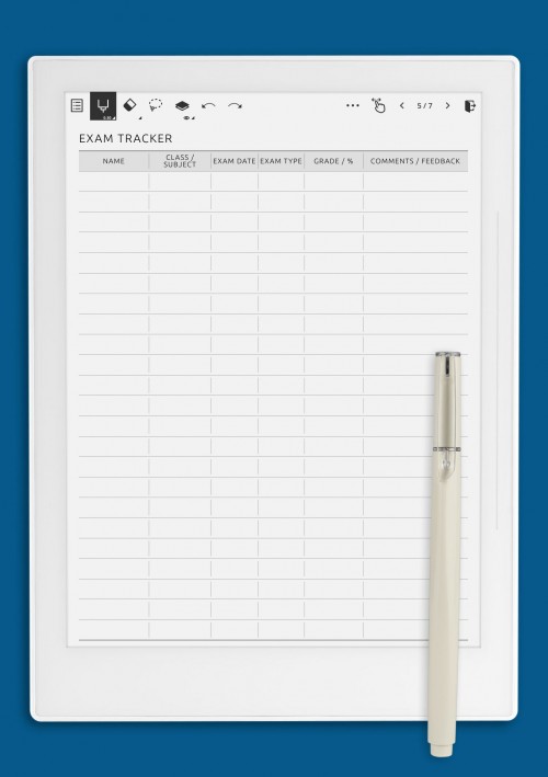 Teacher Exam Tracker: Tutoring Feedback template for Supernote