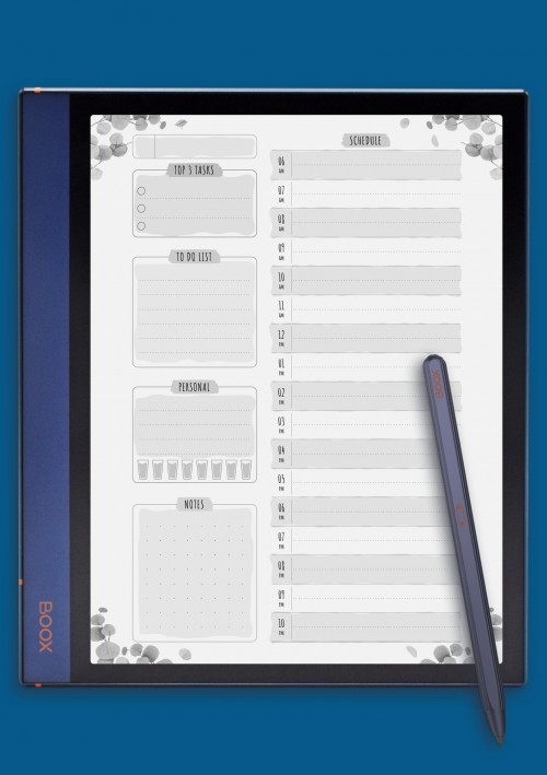 BOOX Note Undated Daily Planner - Floral Style