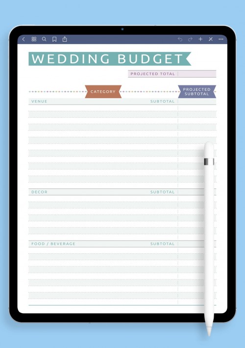 iPad Wedding Budget - Casual