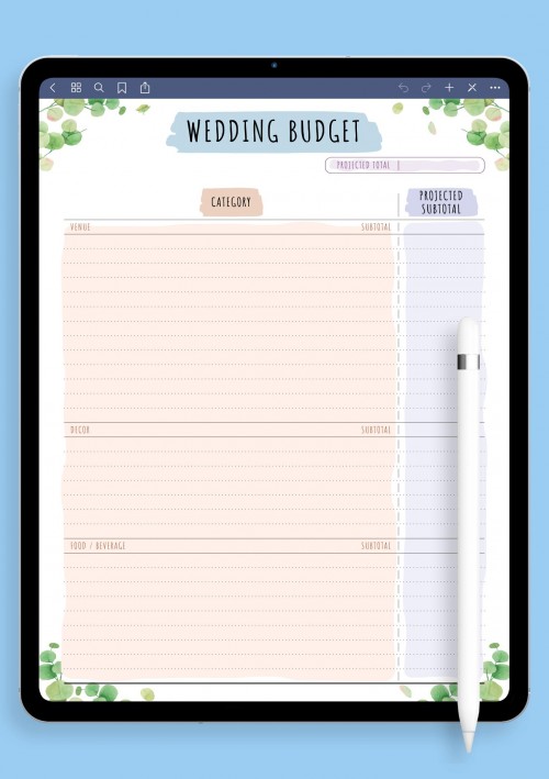 Wedding Budget - Floral for iPad