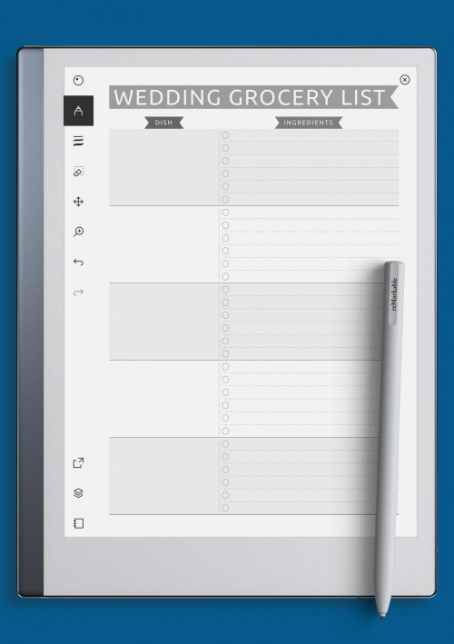 reMarkable Wedding Grocery List - Casual