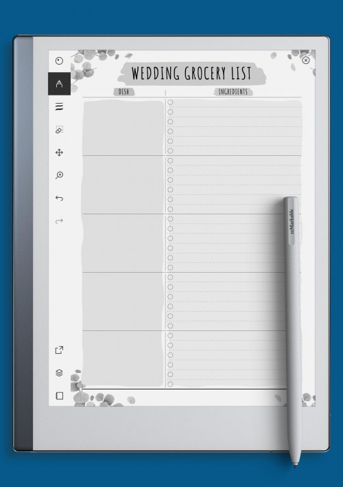 reMarkable Wedding Grocery List - Floral