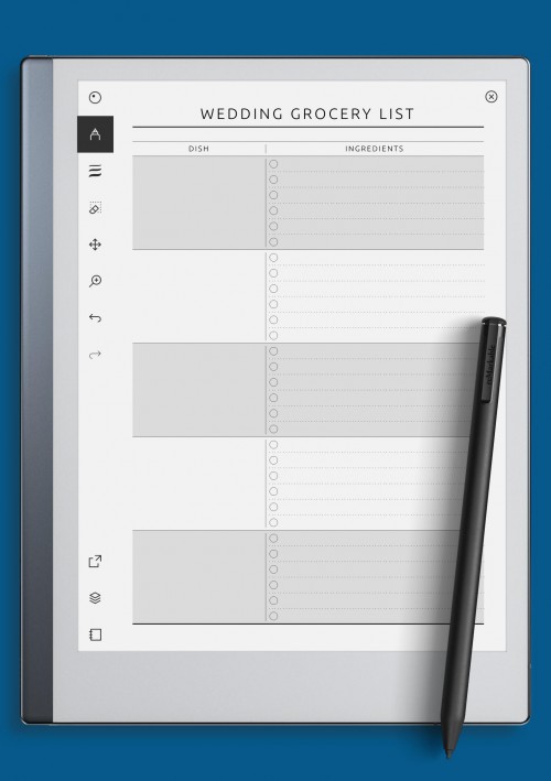 reMarkable Wedding Grocery List - Original