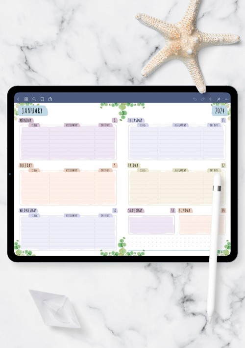 Notability Week Schedule - Floral Style Template