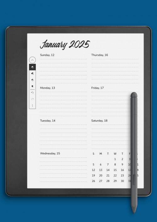 Weekly Calendar Template for Kindle Scribe