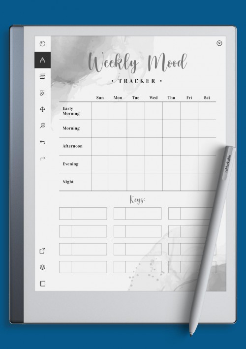 reMarkable Weekly Mood Tracker - Aquarelle Grey