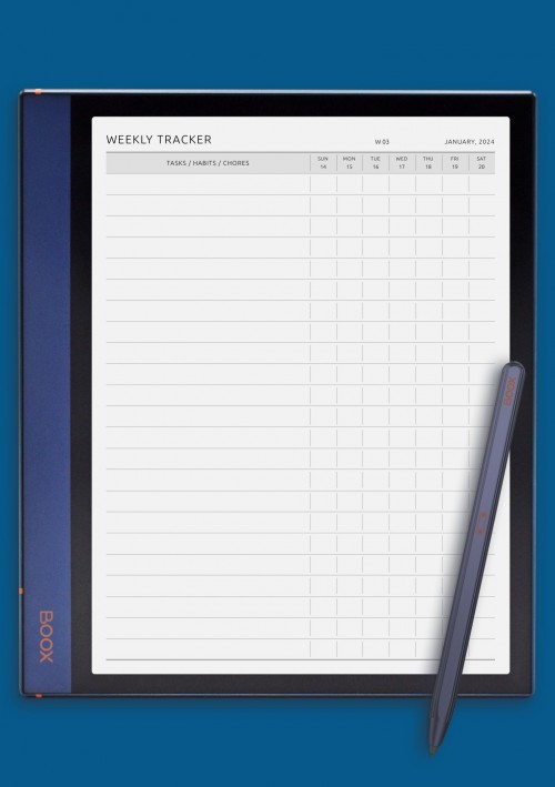Weekly Tracker Template for BOOX Tab