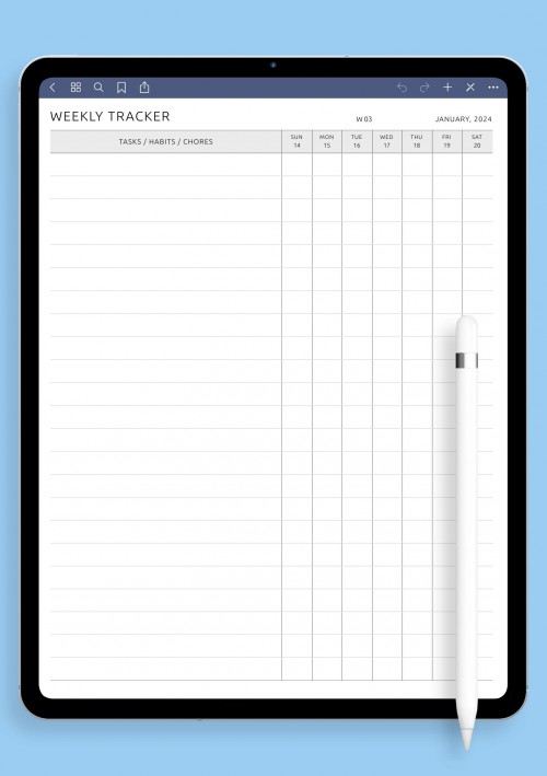 iPad Weekly Tracker Template