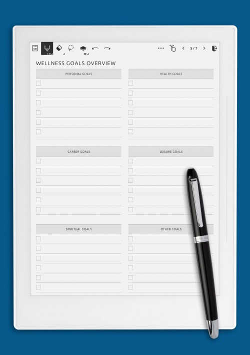 Supernote A5X Wellness Goals Overview Template