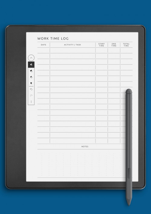 Kindle Scribe Work Time Log Template