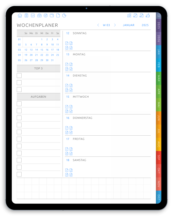 Best Digital Weekly Planner in Dark Theme