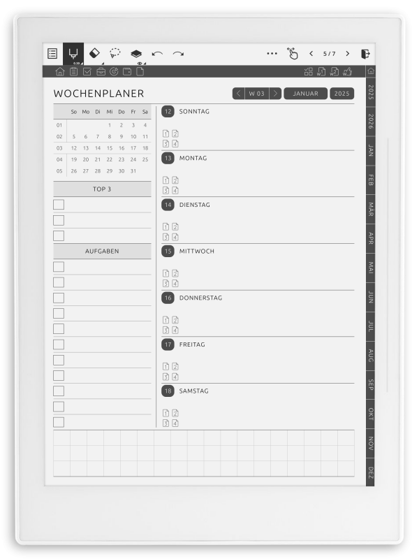 Weekly Planner for Supernote